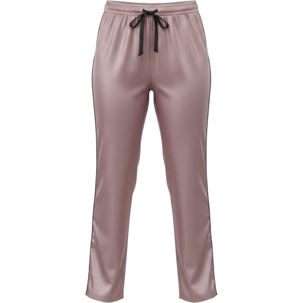 Victoria's Secret Mauve Pink Satin Pajama Pants Black Side Stripe Large